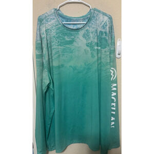 Magellan Fishing Shirt Mens 3XL Green Realtree Wave Aspect Ombre Reversible
